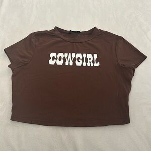 Brown cowgirl baby tee
